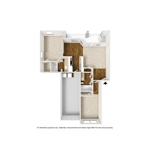Floor plan for 2 beds, 2 baths, 920 sqft